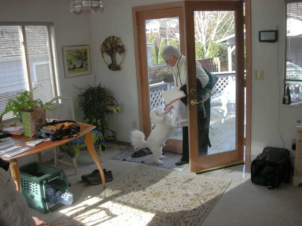 april_alfie and stef home from work